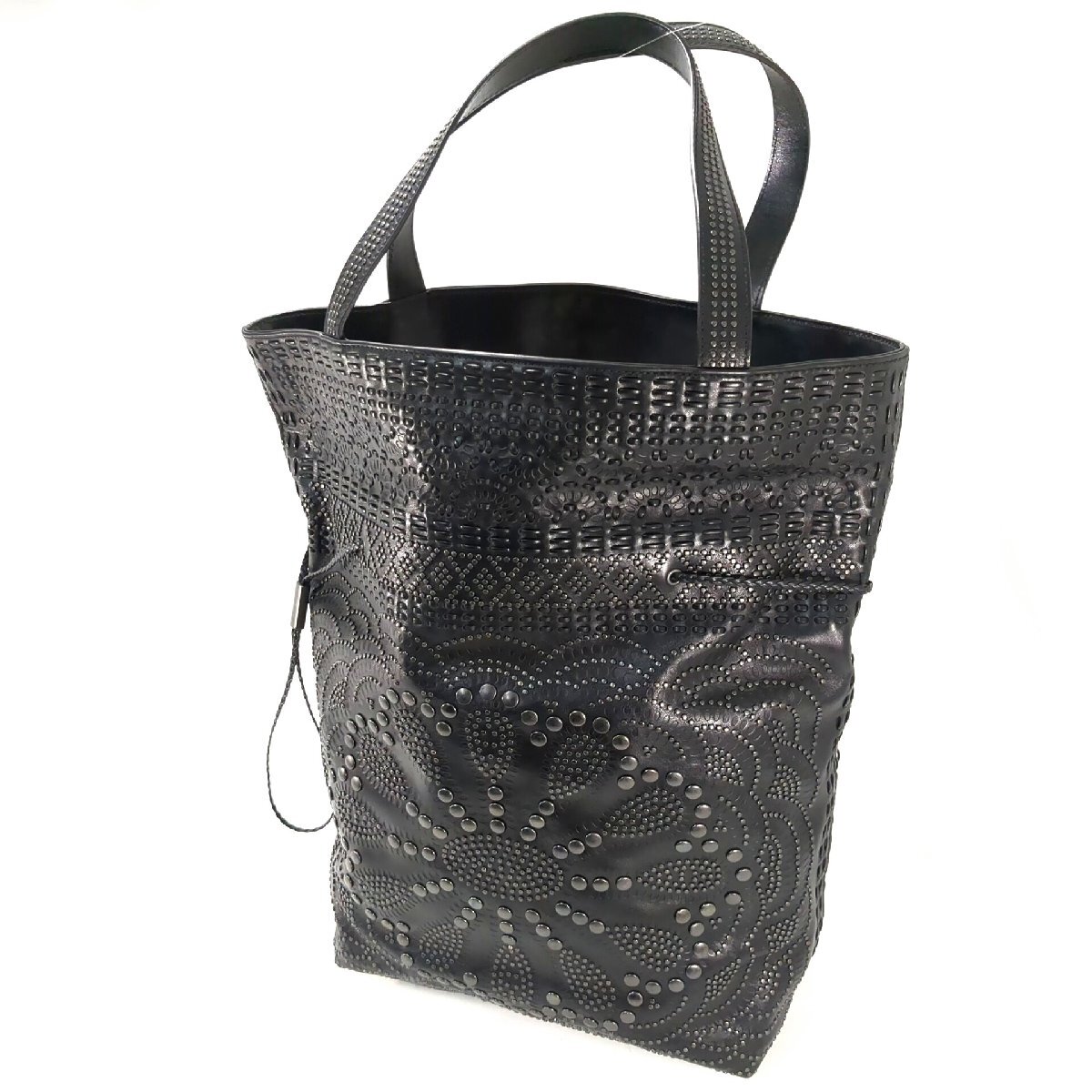 GUCCI グッチ トートバッグ スタッズ レザー ブラック 黒 大容量 レア 107766 中古