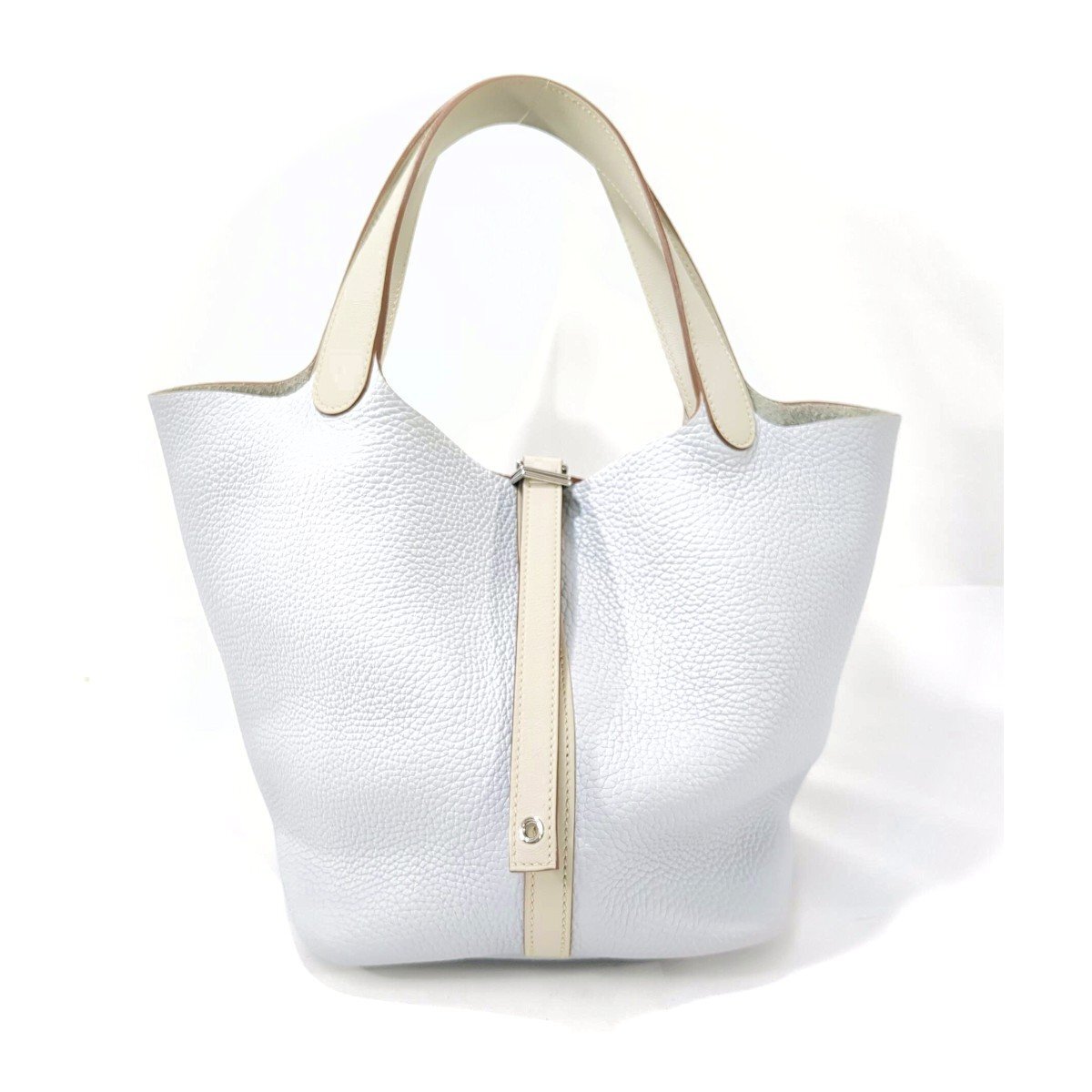HERMES エルメス ピコタン ロックタッチMM ハンドバッグ ブルーペール トリヨンクレマンス シルバー金具 □R刻印