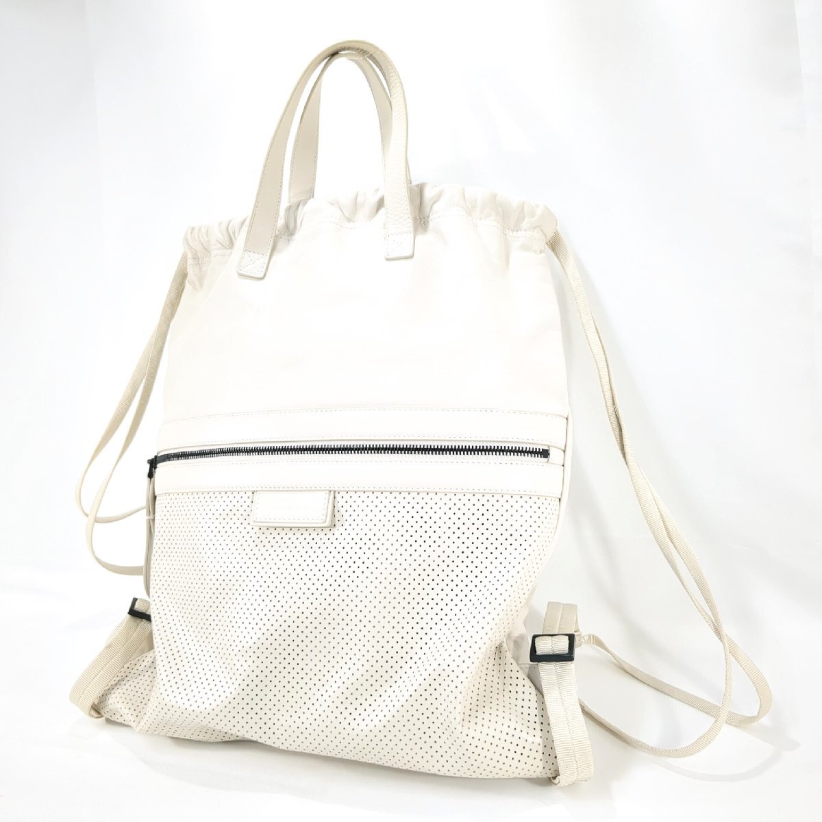 BOTTEGA VENETA ボッテガヴェネタ レッジェーロ アイボリー バックパック リュック バッグ レザー パンチング カジュアル