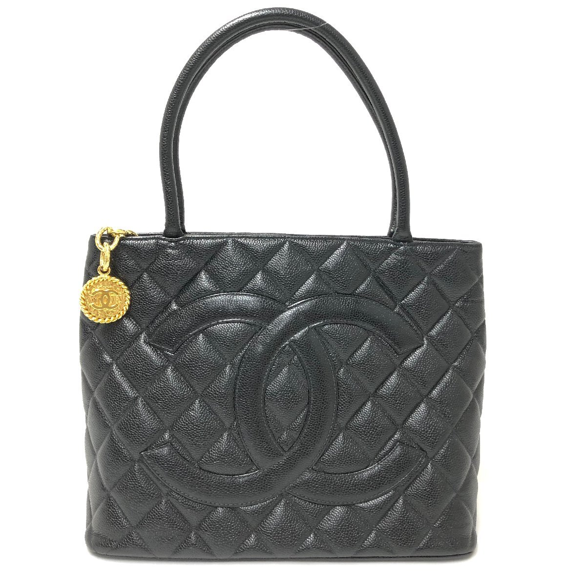 CHANEL シャネル 復刻トート バッグ マトラッセ キャビアスキン ココマーク トートバッグ ゴールド金具 ブラック 黒