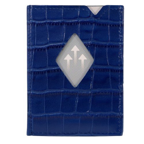 EXENTRI エキセントリ MULTIWALLET マルチウォレット 三つ折り財布 クロコダイル型押し カイマンディープブルー 箱付き EX M 505