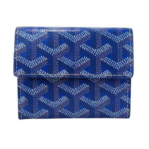 GOYARD ゴヤール マリニーウォレット 二つ折り財布 コインケース ブルー 青系 レザー シルバー金具 ミニ コンパクト 箱付き