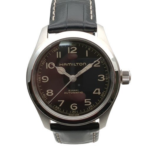 【美品】 HAMILTON ハミルトン カーキ フィールド マーフ H704050 腕時計 自動巻き 機械式 メンズ 動作品 革ベルト 裏スケ 中古