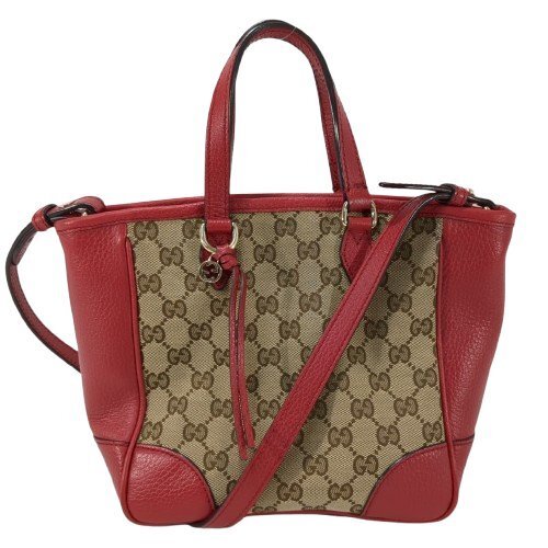 GUCCI グッチ 2WAYバッグ ハンドバッグ ショルダーバッグ GGキャンバス レザー ブラウン系 レッド系 ゴールド金具 449241