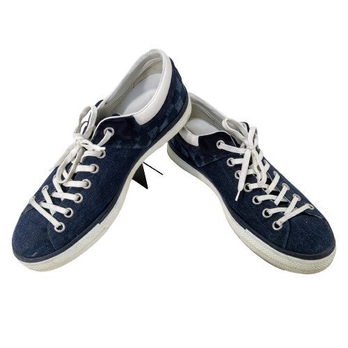 LOUIS VUITTON ルイ・ヴィトン ローカット スニーカー ダミエ デニム ブルー メンズ 約26.5cm 表記8 シューズ 靴 保存袋 箱付き