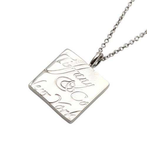 TIFFANY&Co. ティファニー シルバーネックレス ノーツスクエア Ag925 SV 約40cm 約4.2g ロゴプレート ジュエリー アクセサリー