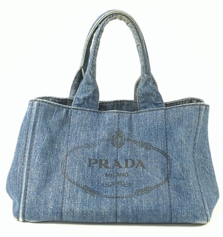 PRADA プラダ カナパ トート ハンド バッグ デニム ブルー 青 大容量