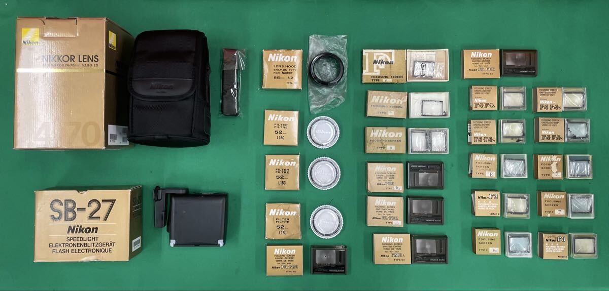（C198）Nikon ニコン SB-27 F3 焦点板 F4、F4S カメラ用 部品 カメラアクセサリー まとめ 含ケース付き 現状品 レンズフィルター 