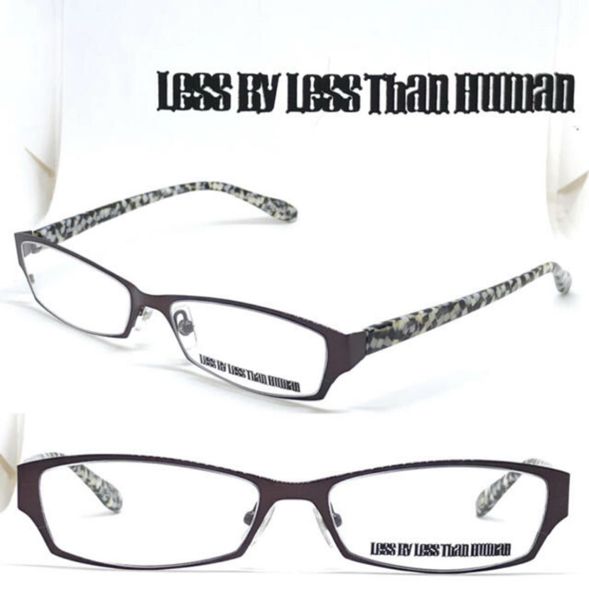 送料無料 LESS BY LESS THAN HUMAN レス バイ レスザンヒューマン メガネ フレーム CHapLIn 2PaCkeT ワイン/ホワイト・ブラック象嵌模様