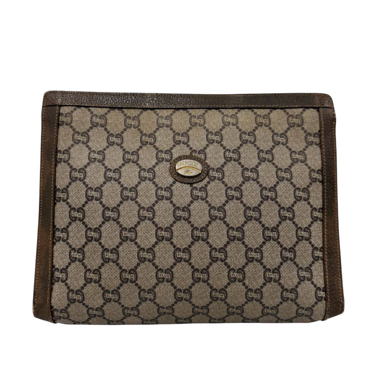 GUCCI オールドグッチ ヴィンテージ グッチプラス GG柄 クラッチバッグ セカンドバッグ ブラウン系