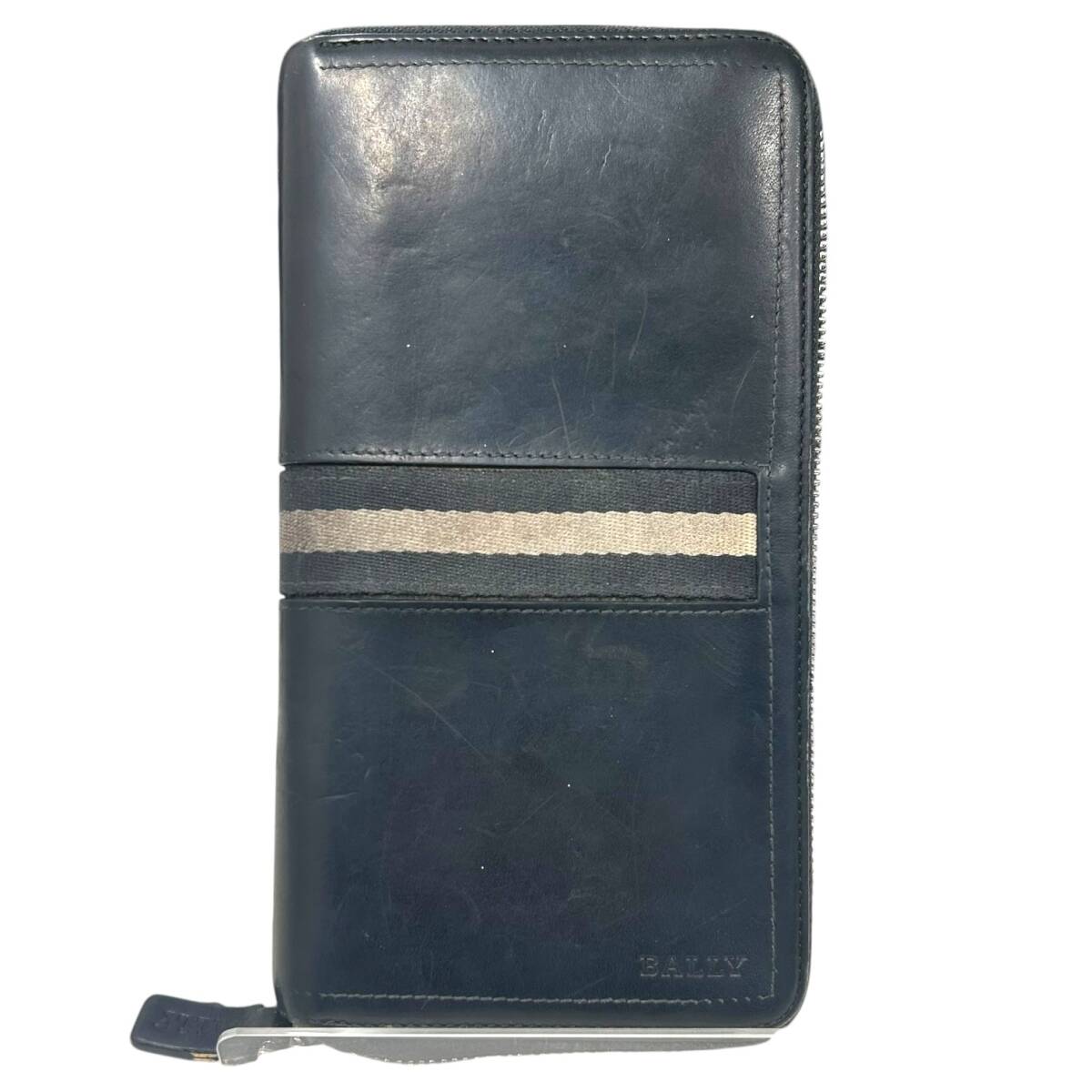 BALLY バリー PVC ラウンドファスナー 長財布 ウォレット 札入れ 小銭入れ カード入れ メンズ ブラック系 中古 ジャンク