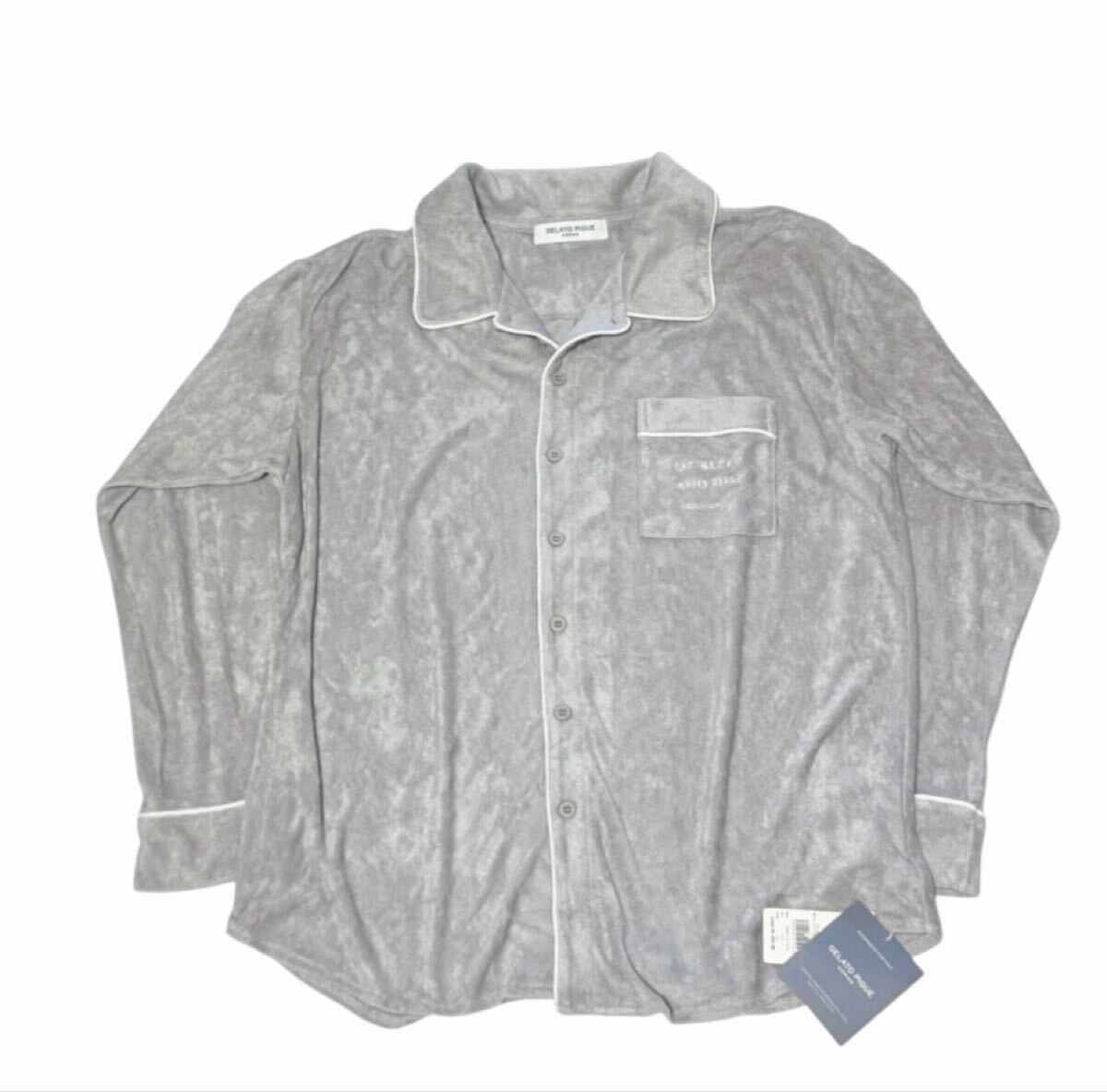 《新品》ジェラートピケ gelato pique パジャマ シャツ ルームウェア 長袖 部屋着 グレー M メンズ 