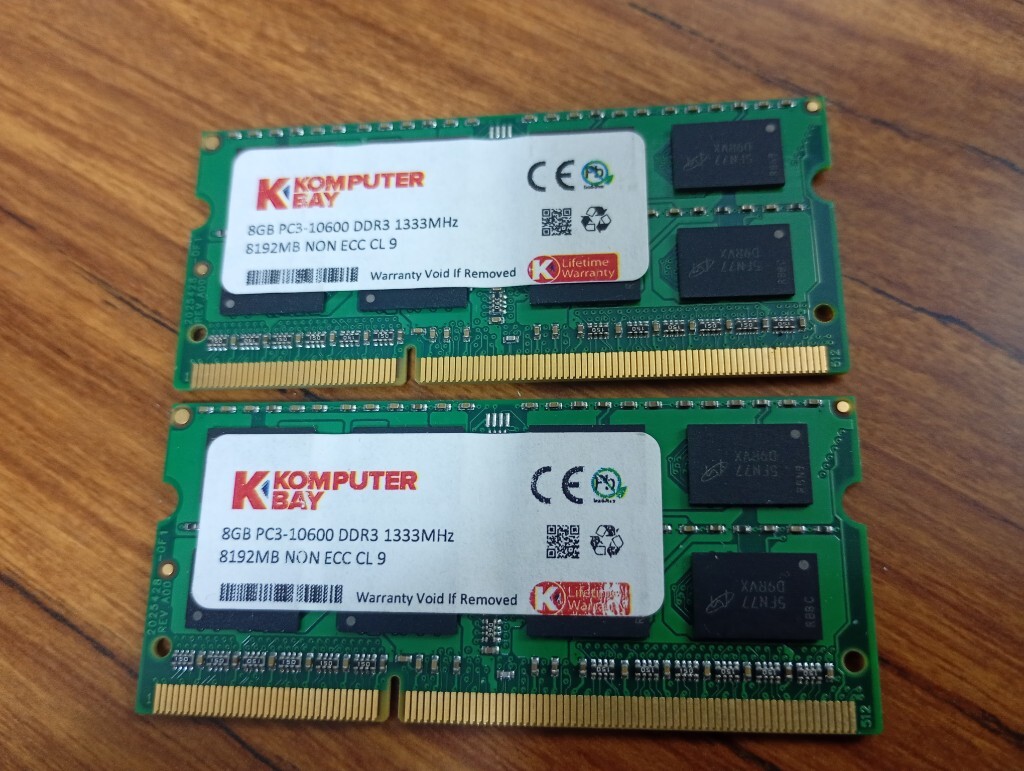 【実質1600低電圧／ラベル1333】 ■ 合計16GB（8GB＋8GB) ■ PC3-10600s として販売されているが規格後方互換？　揃い 上級者 KomputerBay