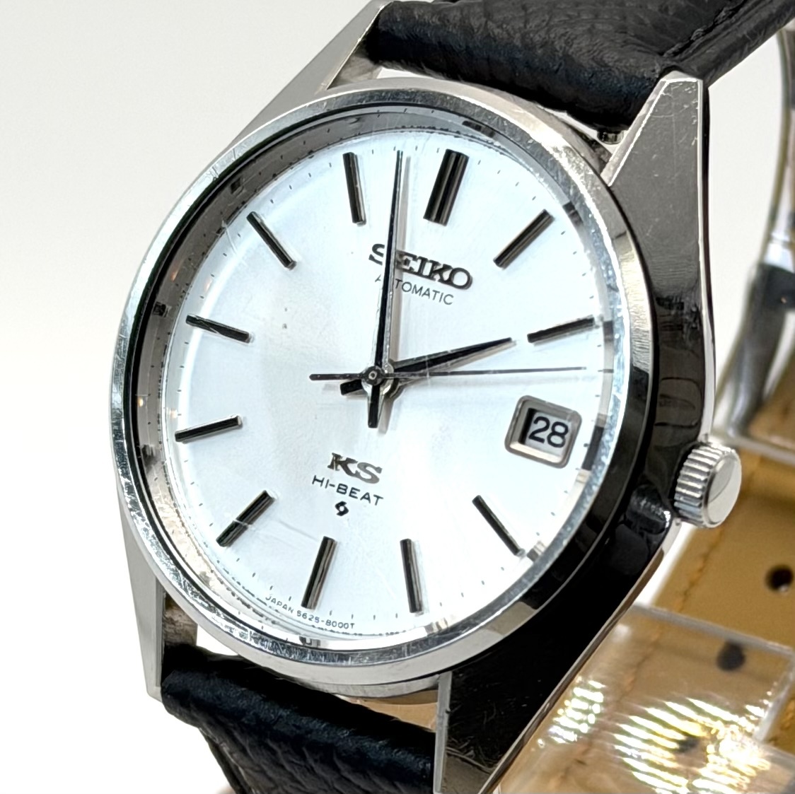 [稼働 O.H済み] KING SEIKO HI-BEAT キングセイコー ハイビート 新品ベルト AUTOMATIC 自動巻 白文字盤 ヴィンテージ メンズ 腕時計