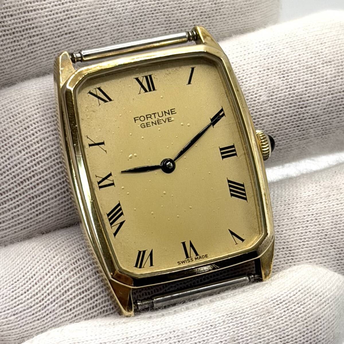 FORTUNE GENEVE SWISS MADE ローマンインデックス 2針 手巻き ゴールド ヴィンテージ メンズ 腕時計 現状品