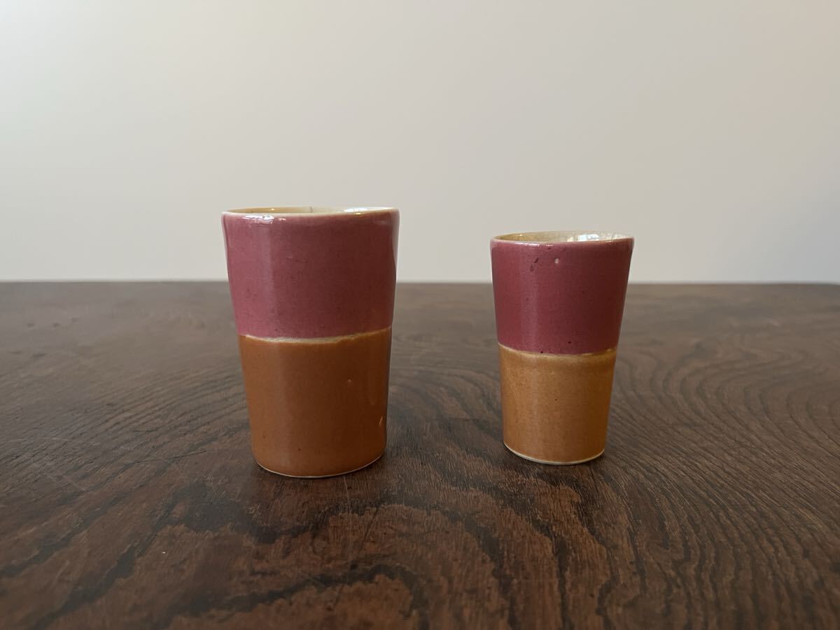 お猪口 一点物 入れ子 作家物 民藝品 酒器 柿釉 飴釉 鉄釉 辰砂釉 湯呑み 古道具 骨董 備前焼 信楽焼 丹波焼 益子焼 アンティーク レトロ