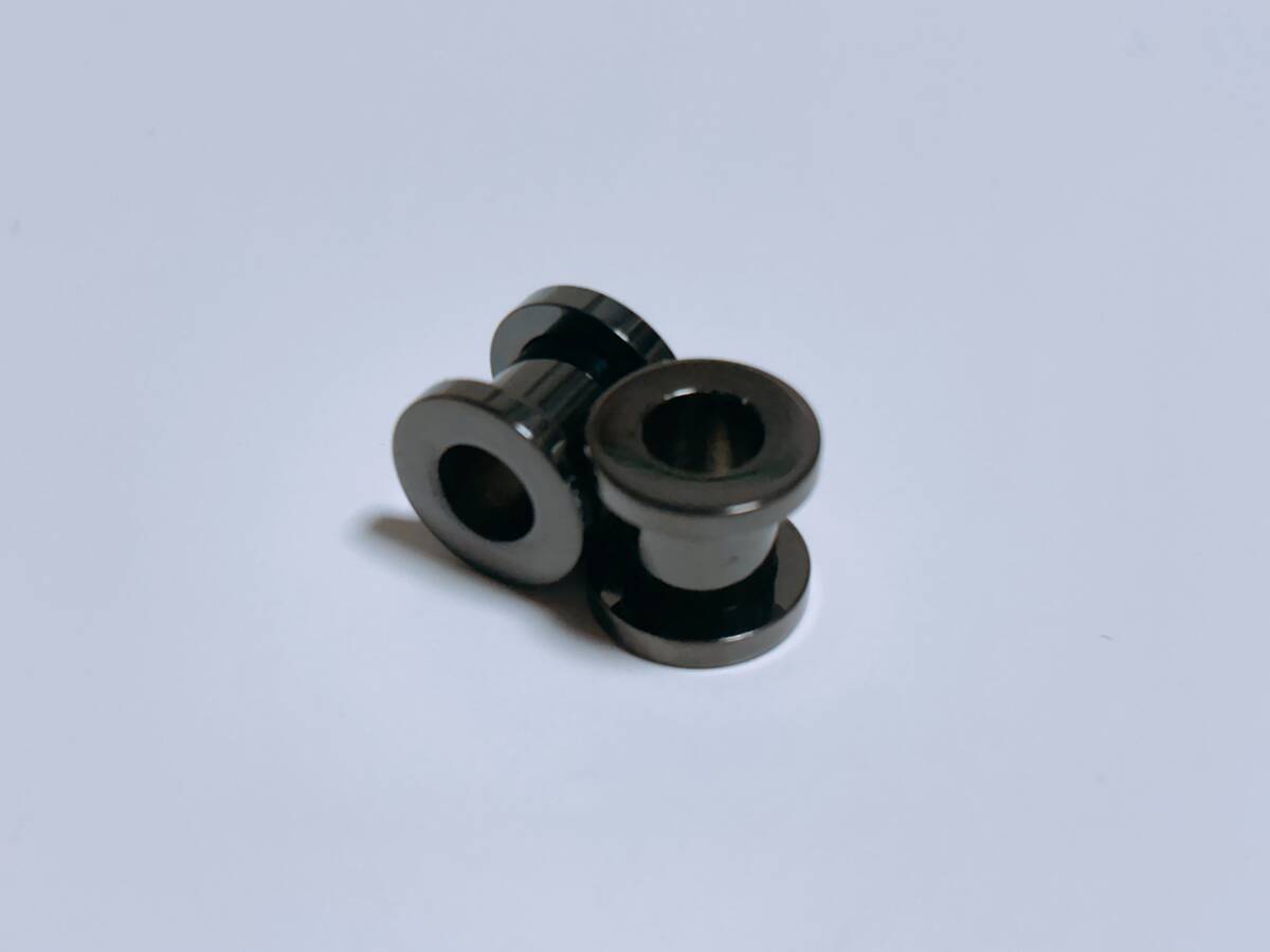0G　フレッシュトンネル　拡張　ボディピアス　サージカルステンレス　2個セット　ブラック