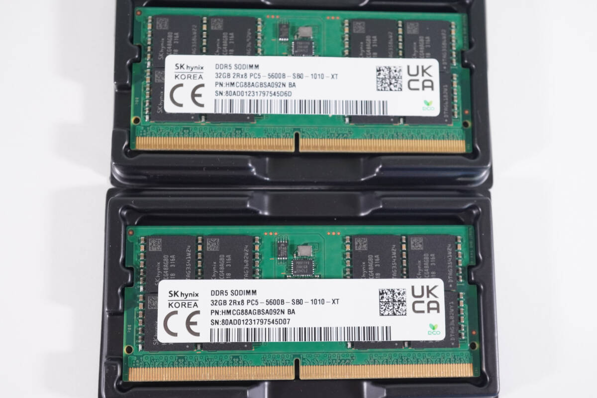 【動作確認済・即納】SK hynix DDR5-5600 64GB（32GB×2枚）SO-DIMM ノートPC用メモリ