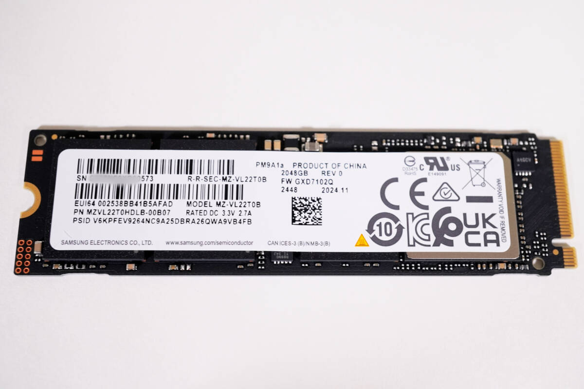 【使用時間0時間・動作確認済・即納】①Samsung PM9A1 2TB NVMe M.2 SSD PCIe Gen4 MZ-VL22T0B 980 PRO同等