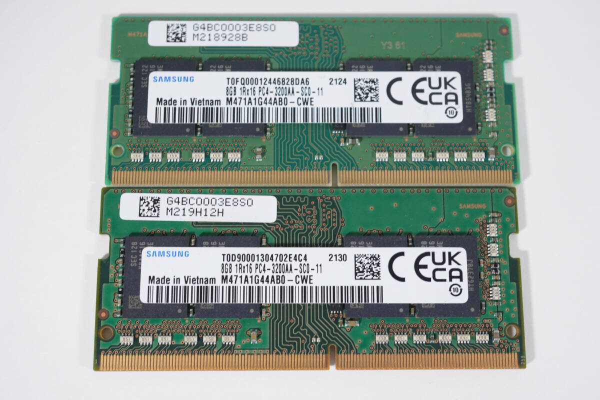 【動作確認済・即納】Samsung 1Rx16 DDR4-3200 PC4-25600 16GB（8GB×2枚）SO-DIMM ノートPC用メモリ