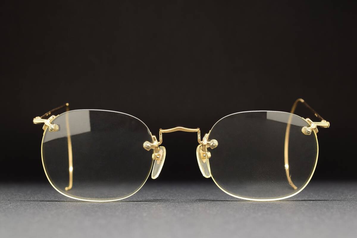 デッドストック KENT by EYEVAN 8142 G 49-20 リムレス Ful-Vue メガネ サングラス フレーム ゴールド 彫金模様 ヴィンテージ