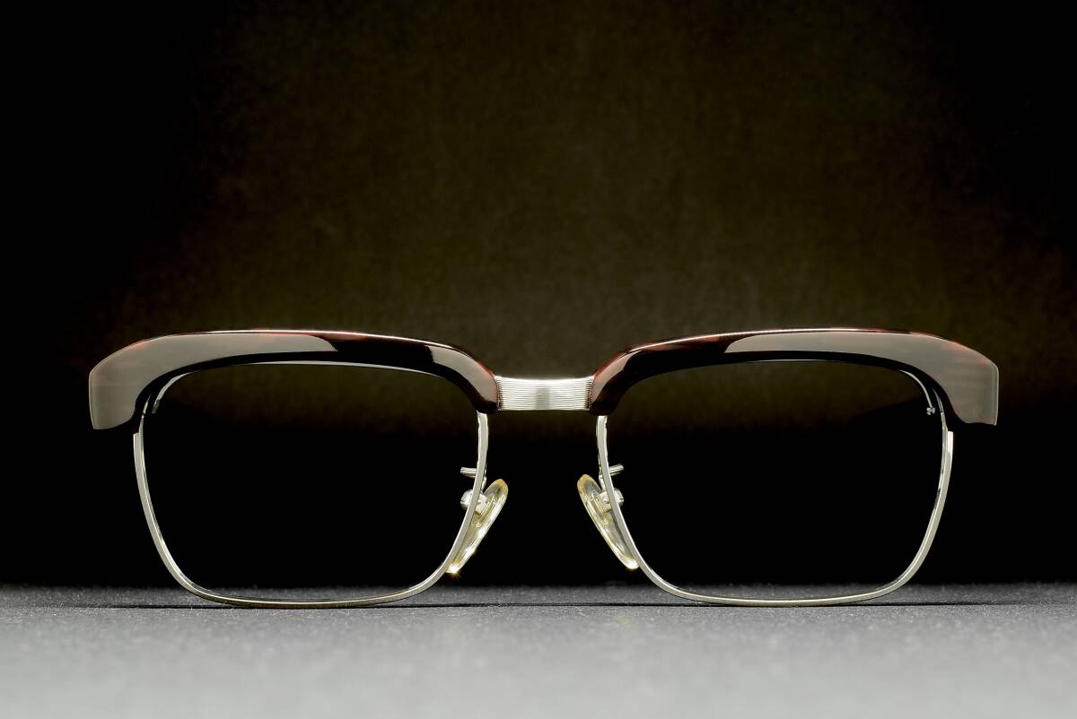 デッドストック Rosette 82 52-18 サンプラチナ/セルロイド ブロー 単式 跳ね上げ メガネ サングラスフレーム ヴィンテージ サーモント SPM