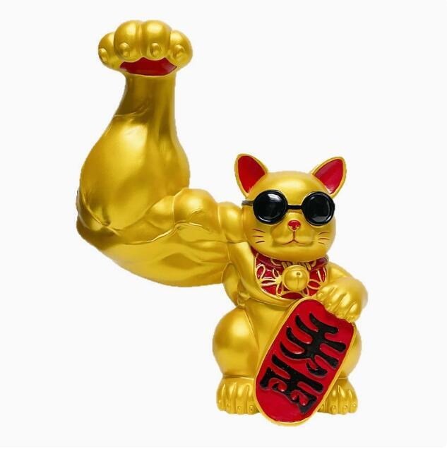 32cm ムキムキゴールド マッスル『千両』 招き猫可愛い置物 筋肉オブジェ 大きい おもしろい おしゃれ 引越し祝い 風水 開運 縁起物 玄