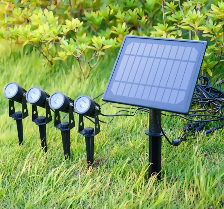 上質ライト スポット 照明 LED 屋外 4灯 調色 ソーラー 防水 高輝度 おしゃれ 壁掛け 太陽光 充電 電池式 夜間 防犯 庭園灯 ガーデン