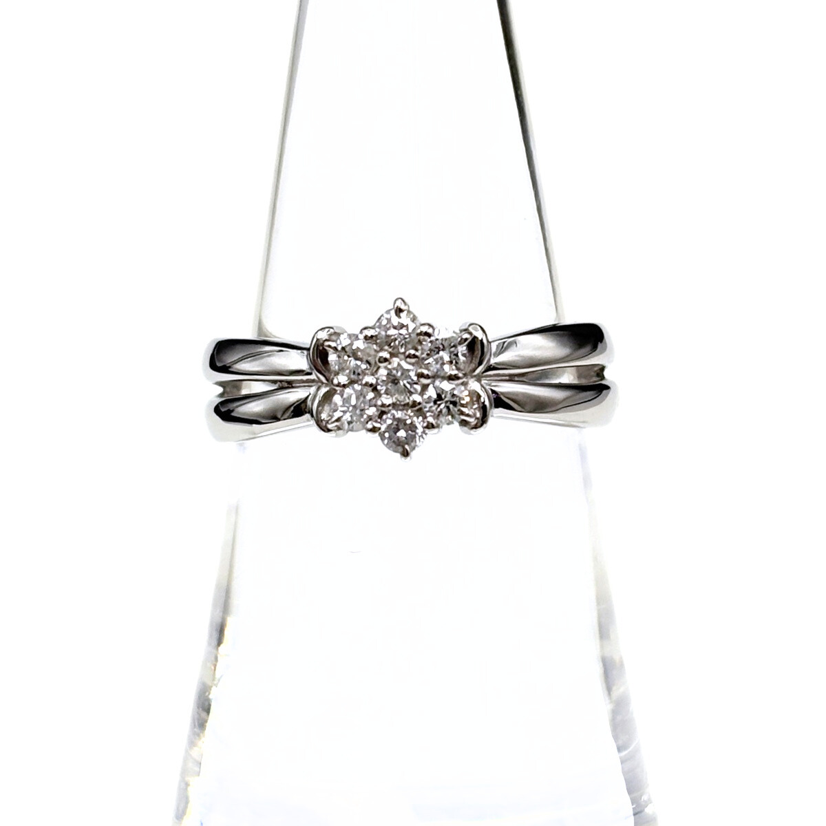 メレダイヤ デザインリング プラチナ 指輪 リング 13.5号 Pt900 ダイヤモンド レディース 【中古】