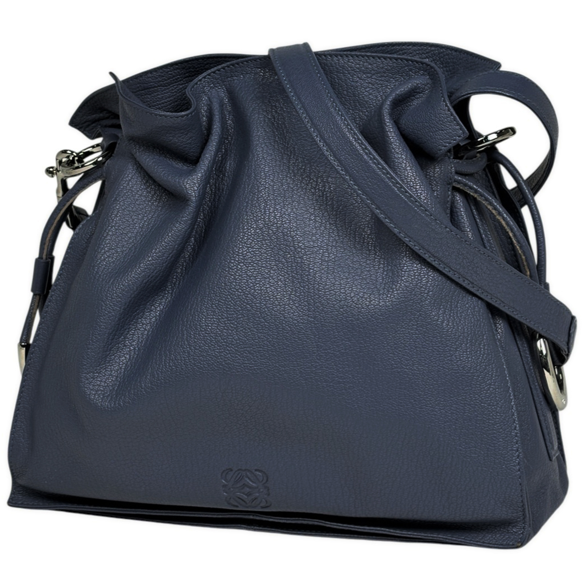 ロエベ LOEWE アナグラム ショルダーバッグ フラメンコ ショルダーバッグ レザー ブルー レディース 【中古】
