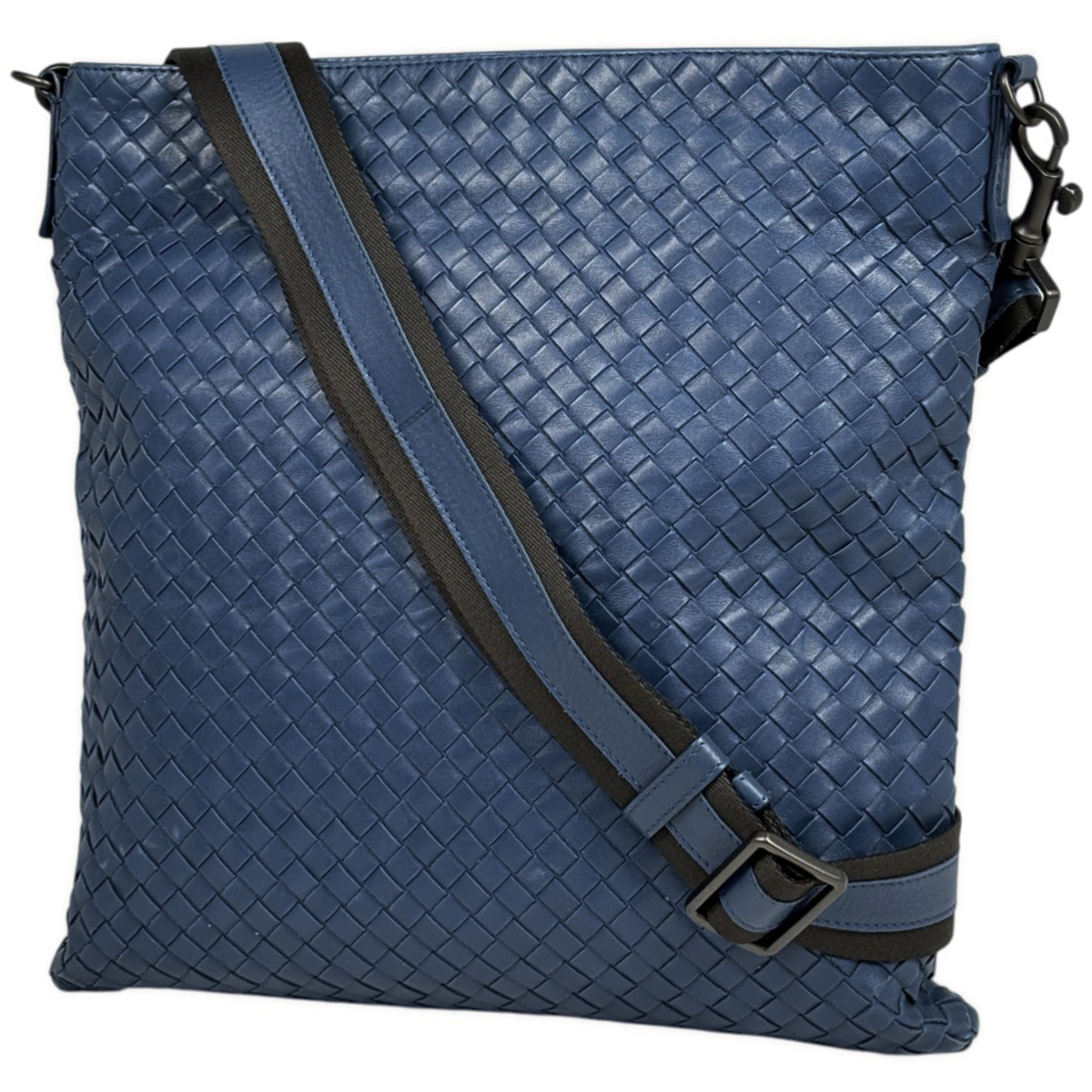 ボッテガヴェネタ BOTTEGAVENETA イントレチャート ショルダーバッグ 斜め掛け ショルダーバッグ レザー ブルー レディース 【中古】