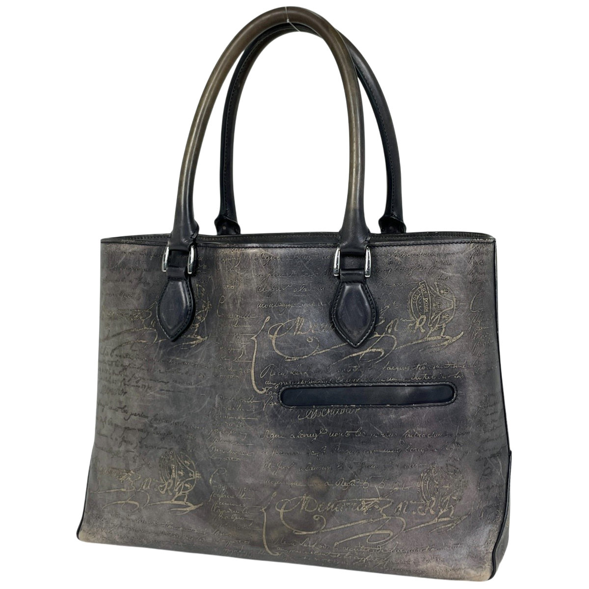 ベルルッティ Berluti ロゴ トートバッグ カリグラフィー トートバッグ レザー ブラック メンズ 【中古】