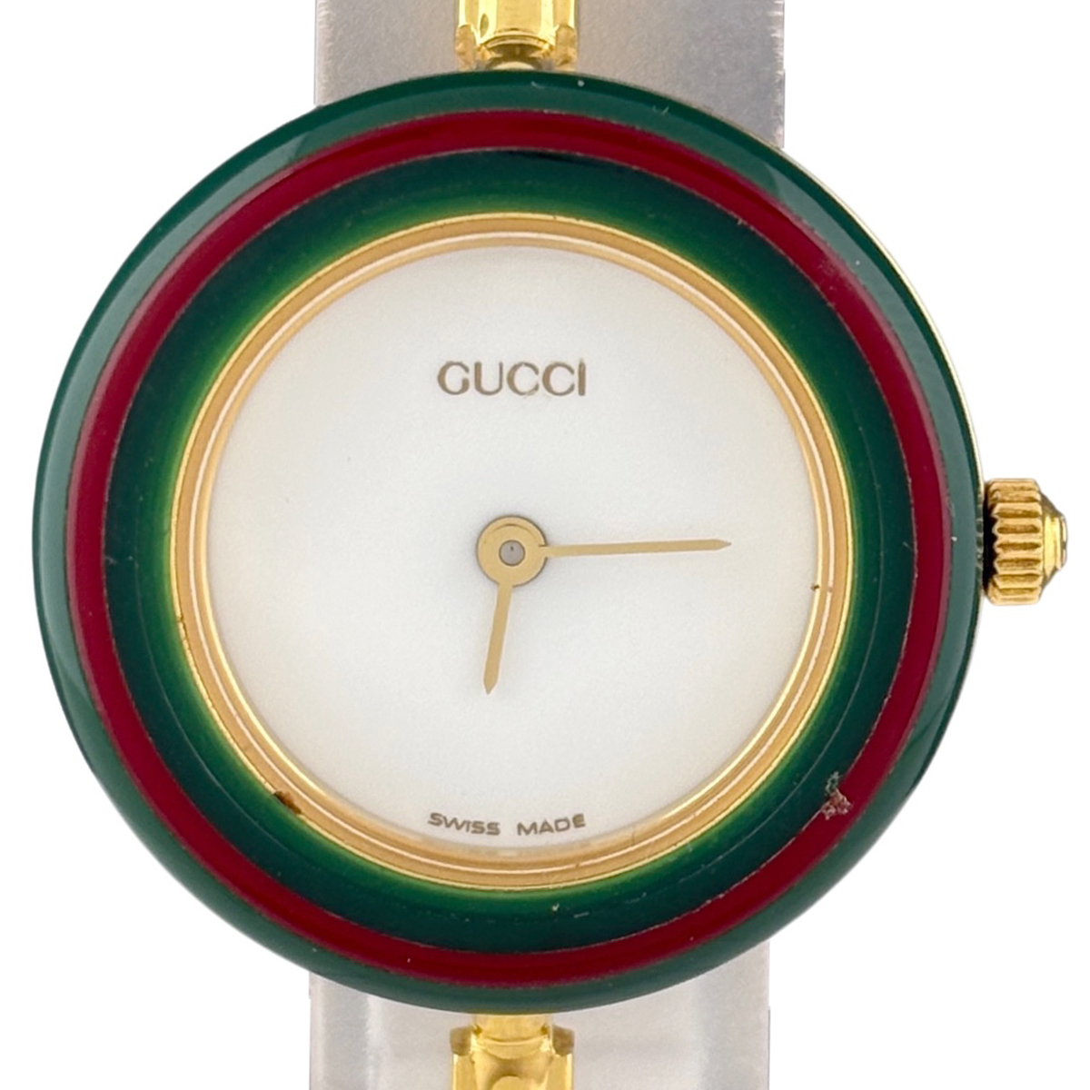 【ジャンク品】グッチ GUCCI チェンジベゼル 11/12.2 替えベゼルなし 留め具不良 腕時計 クォーツ 【中古】