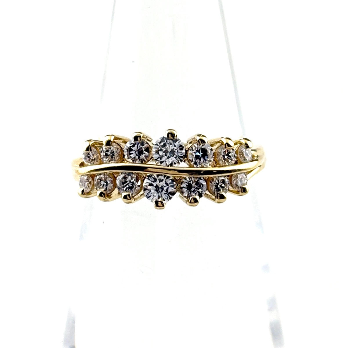 ミキモト MIKIMOTO メレダイヤ デザインリング プラチナ 指輪 リング 8号 K18 ダイヤモンド レディース 【中古】