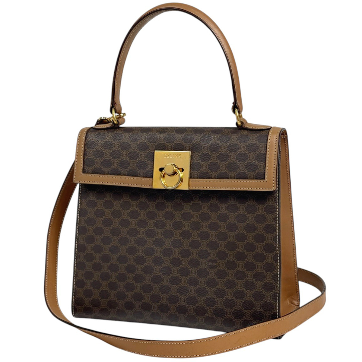 セリーヌ CELINE マカダム柄 ハンドバッグ 2WAY ショルダーバッグ ハンドバッグ コーティングキャンバス ブラウン レディース 【中古】