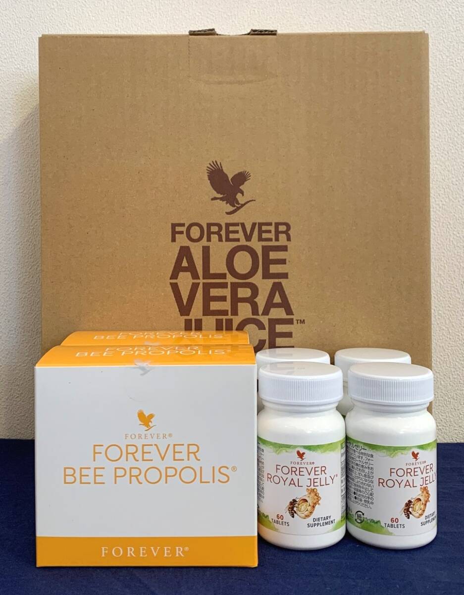 【送料無料】 フォーエバー アロエベラジュース 1L×3本 ＋ ビープロポリス 4本 ＋ ローヤルゼリー 4本 ★新品未開封★