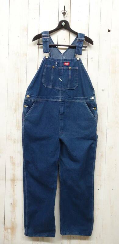 古着卸　VINTAGE US古着 ＊Dickies ディッキーズ ＊DENIM OVERALL デニムオーバーオール ＊W816180 ＊Ｗ42L30 ＊MADE IN MEXICO