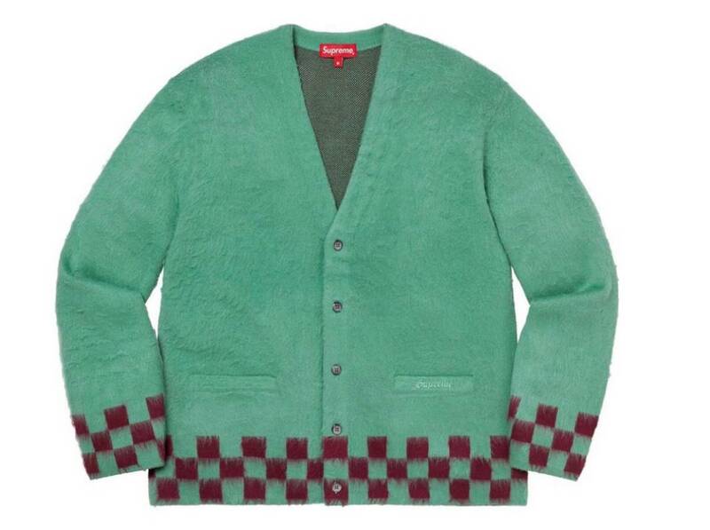 21SS S Supreme Brushed Checkerboard Cardigan MINT カーディガン boxlogo ボックス nike The North Face dunk ノースフェイス