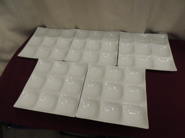■大阪 堺市 引き取り歓迎！■コワケ miyama 9 仕切り 白 陶器 5枚セット 日本製 皿 四角 美品 中古 小分け ☆送料無料■