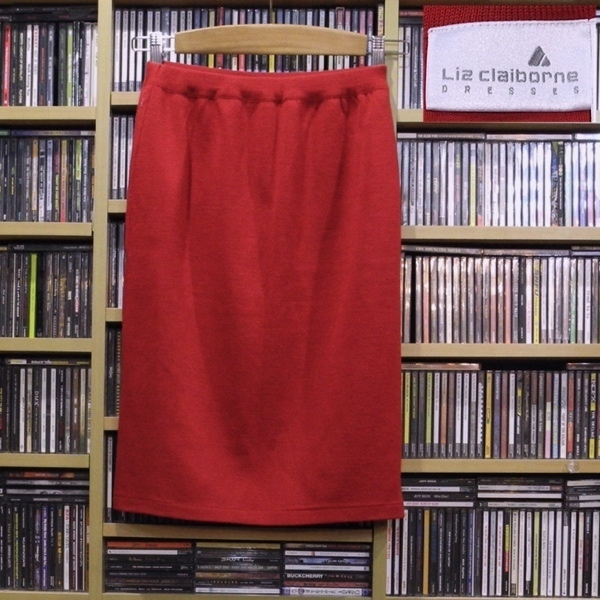 Liz Claiborne リズクレイボーン 90's オールド アクリル ウール ニット スカート 赤 S 美品