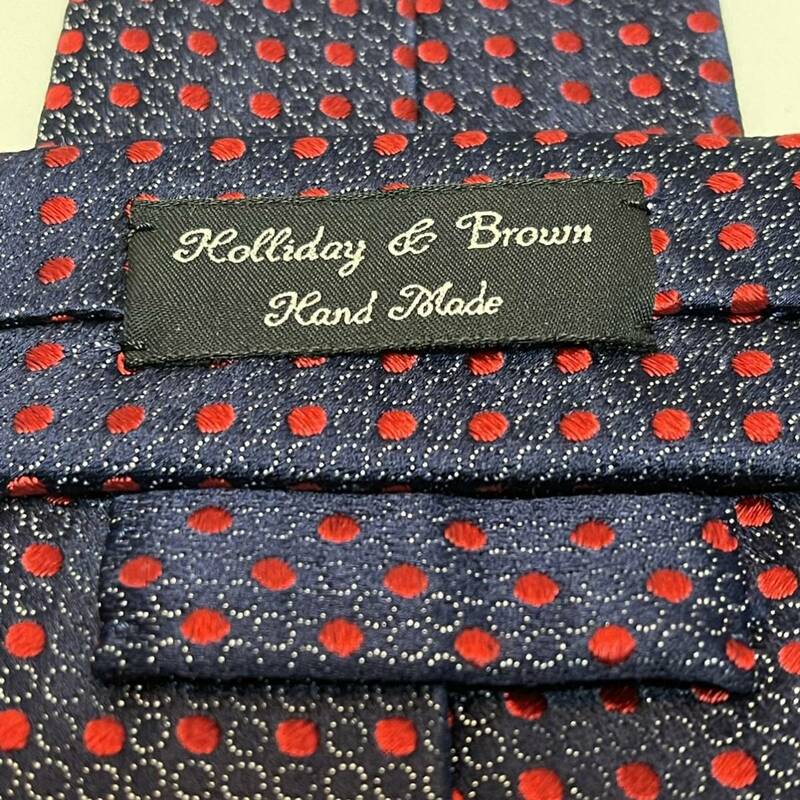Holliday&Brown(ホリデイアンドブラウン) ネイビー赤ドットデザインネクタイ