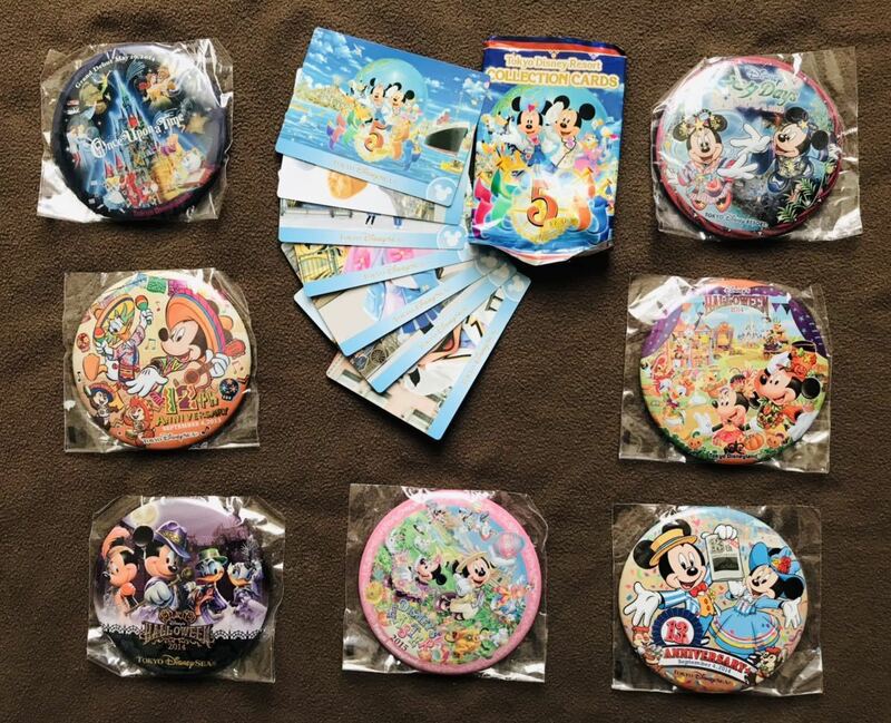 TOKYO Disneyland & Sea 2013-15イベント7缶バッジ ＋コレクションカード ミッキーマウス ディズニーランド