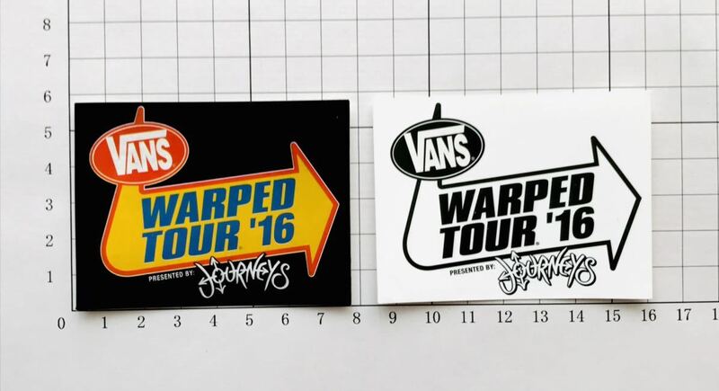 VANS WARPED TOUR ‘16 PRESENT BY JOURNEYS BLACK&WHITE 2枚ステッカー バンズ ラップド ツアー 黒＆白２枚ステッカー