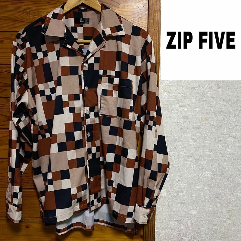 ZIP FIVE 総柄　オープンカラー　シャツ
