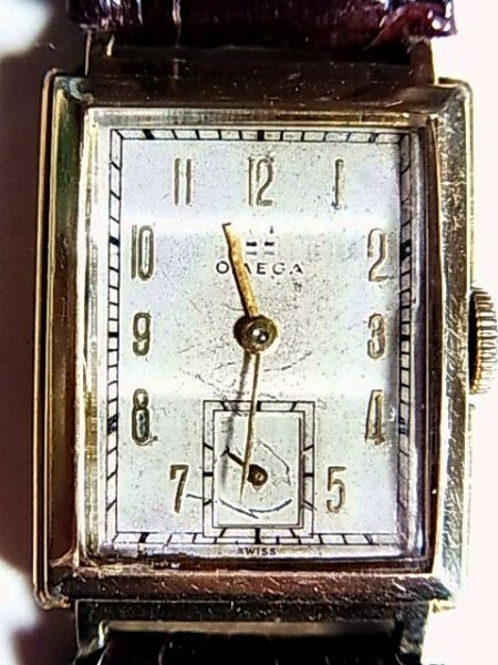 OMEGAオメガ腕時計14K GOLD FILLED 14金張り手巻きスイス製2針スモセコ角形レクタンギュラー アンティーク ビンテージ男性メンズレディース