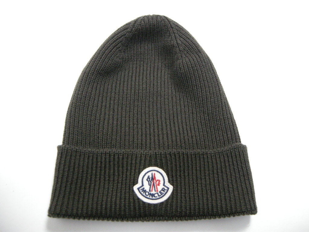 新品 本物■モンクレール ニットキャップ/ニット帽/ニットCAP/ビーニー帽子/BERRETTO/メンズMONCLER/886ダークカーキ系/レディースも着用可