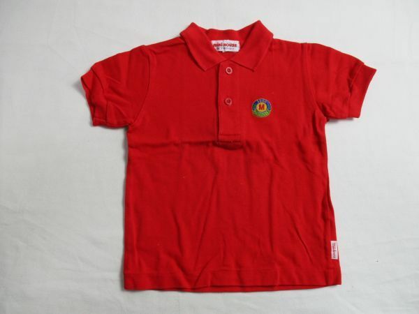 BA743【miki house】ミキハウス　ロゴ刺繍　半袖　ポロシャツ　男児　赤　80