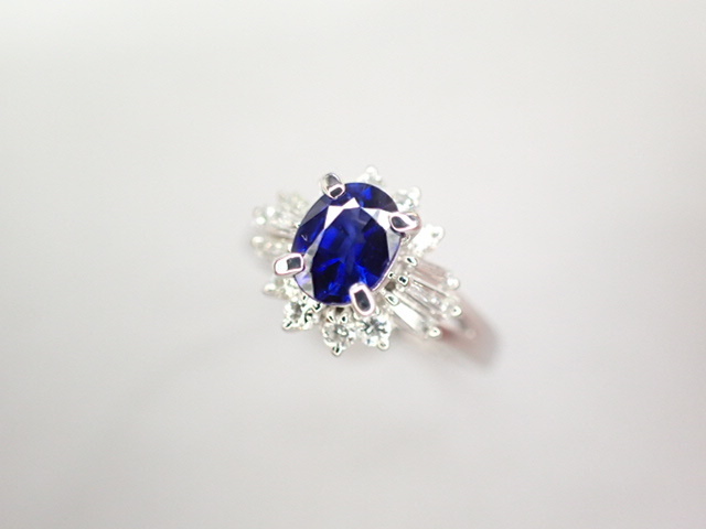 美品 タサキ 田崎真珠 Pt900 サファイア0.68ct ダイヤ計0.35ct デザイン リング 指輪