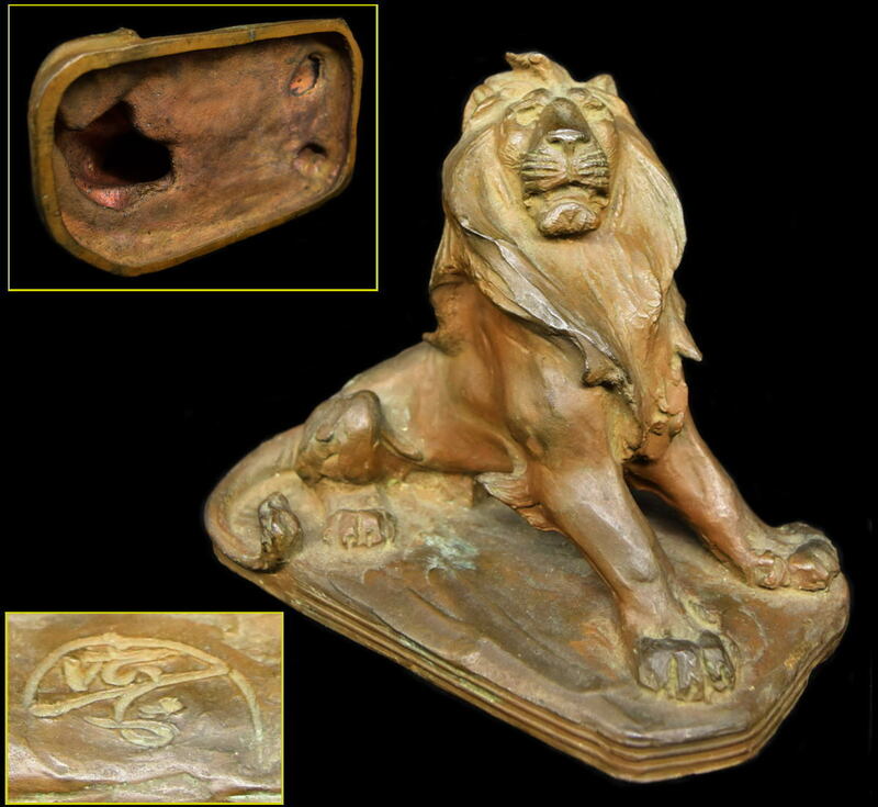 【送料無料】古美術 ライオン ブロンズ像 銅製 年代保証 古銅 老佛像 骨董 時代もの 法具 古仏像 古玩 (旧家蔵出し) WWST030