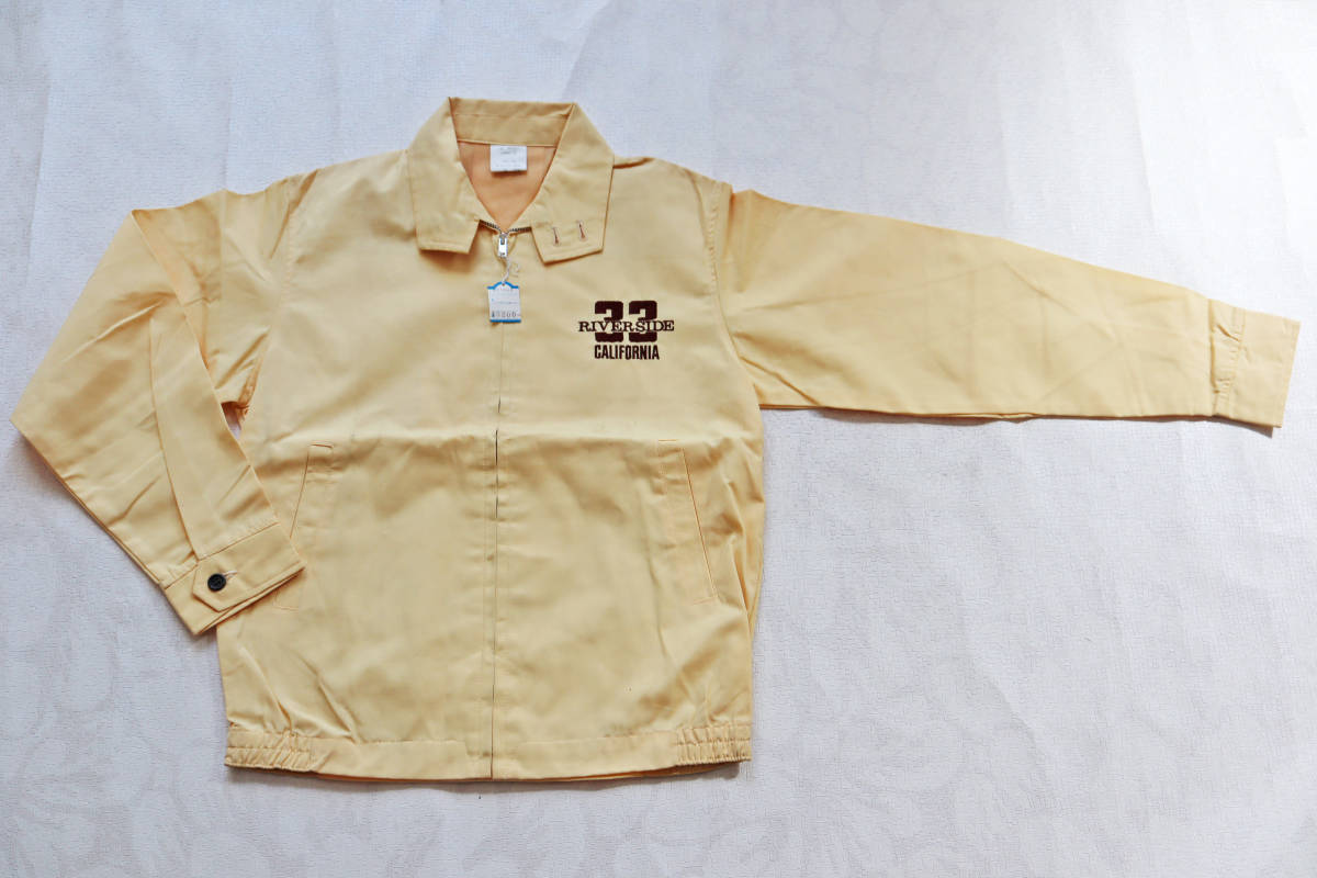 1453-170黄　昭和レトロVINTAGE　子供　ジャケット　クリーム　170㎝　綿・ポリエステル　日本製　未使用　長期保管品　新古品　